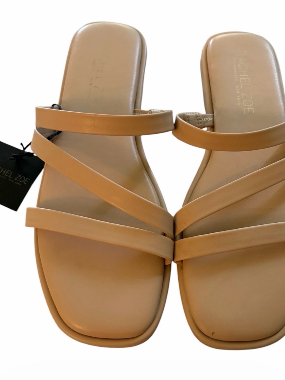 RACHEL ZOE Women's Tan Slide Strappy Sandals Size 7 1/2 M NWT